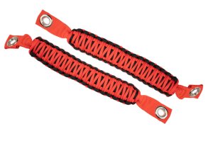 Jeep Rubicon Grab Handles - Front & Rear - Fishbone Offroad - Paracord A-Pillar & Sound Bar - Red - `07-`18